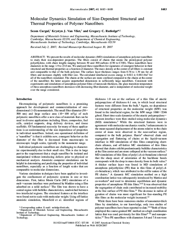 (PDF) Molecular Dynamics Simulation of Size-Dependent Structural and ...