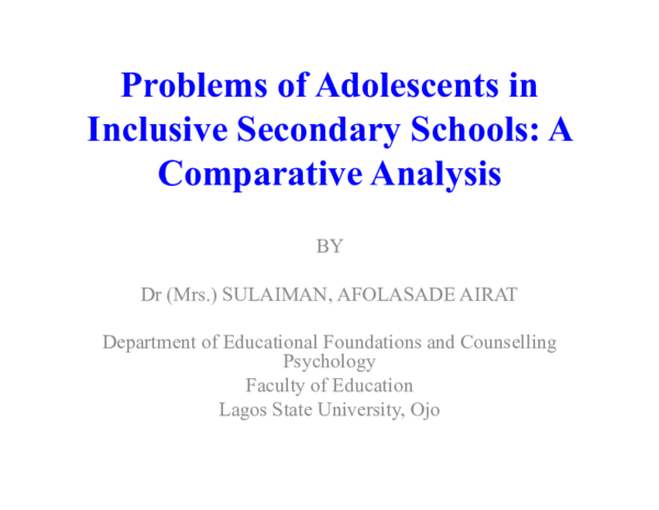 (PDF) Problems of Adolescents in Inclusive Secondary Schools: A ...