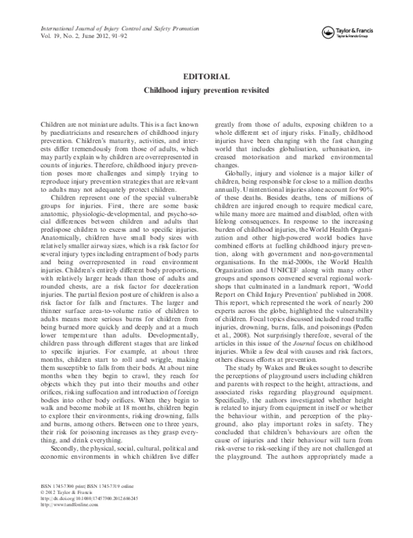 (PDF) Childhood injury prevention revisited