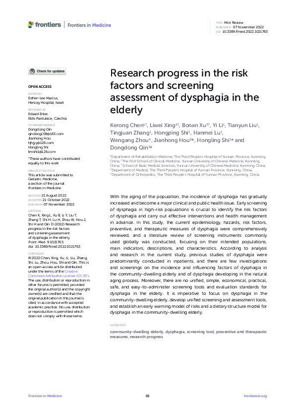 (PDF) Research progress in the risk factors and screening assessment of ...