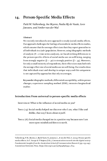 (PDF) 14. Person-Specific Media Effects