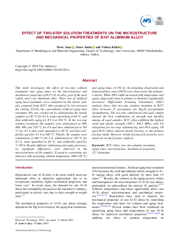 (PDF) Effect of Two-Step Solution Treatments on the Microstructure and ...