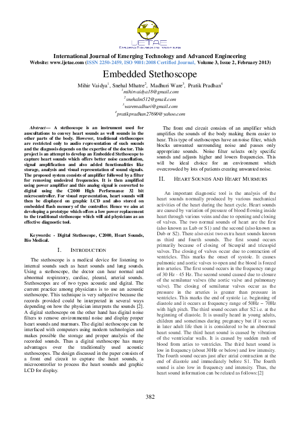 (PDF) Embedded Stethoscope