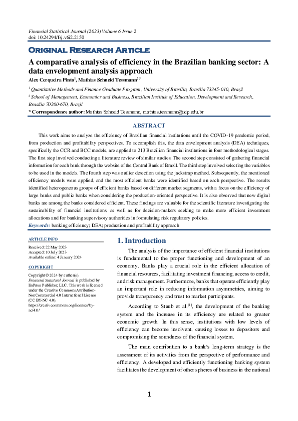 (PDF) A comparative analysis of efficiency in the Brazilian banking ...