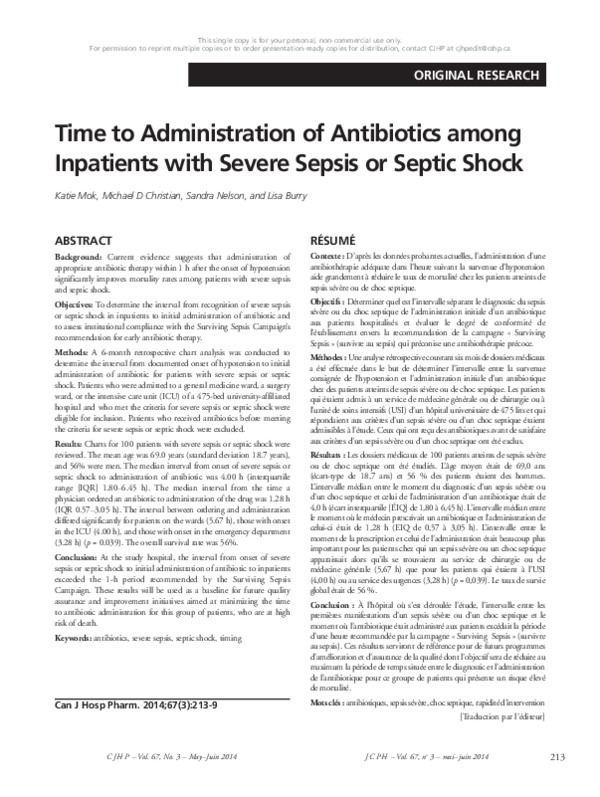 (PDF) Time to Administration of Antibiotics among Inpatients with ...