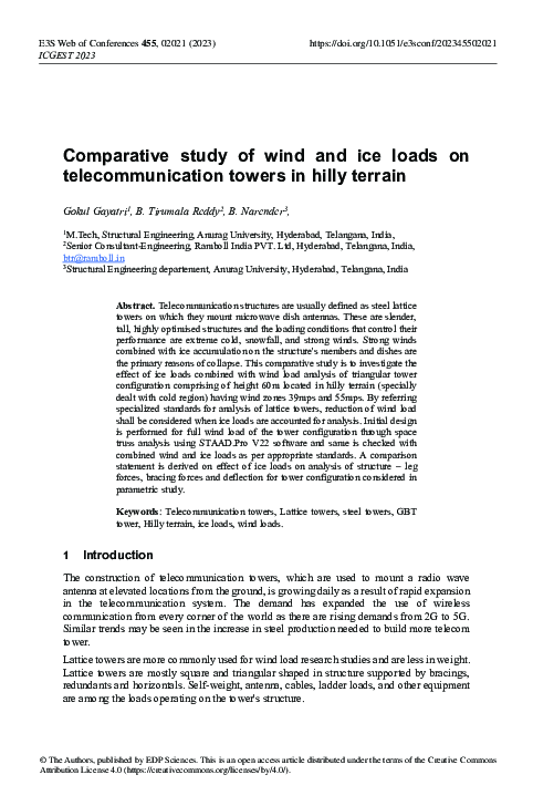 (PDF) Comparative study of wind and ice loads on telecommunication ...