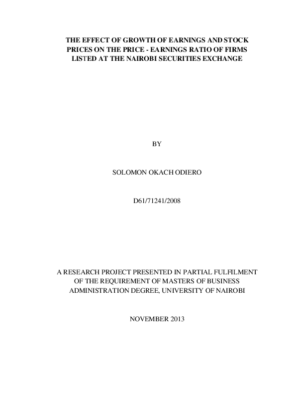 (PDF) The effect of growth of earnings and stock prices on the price ...