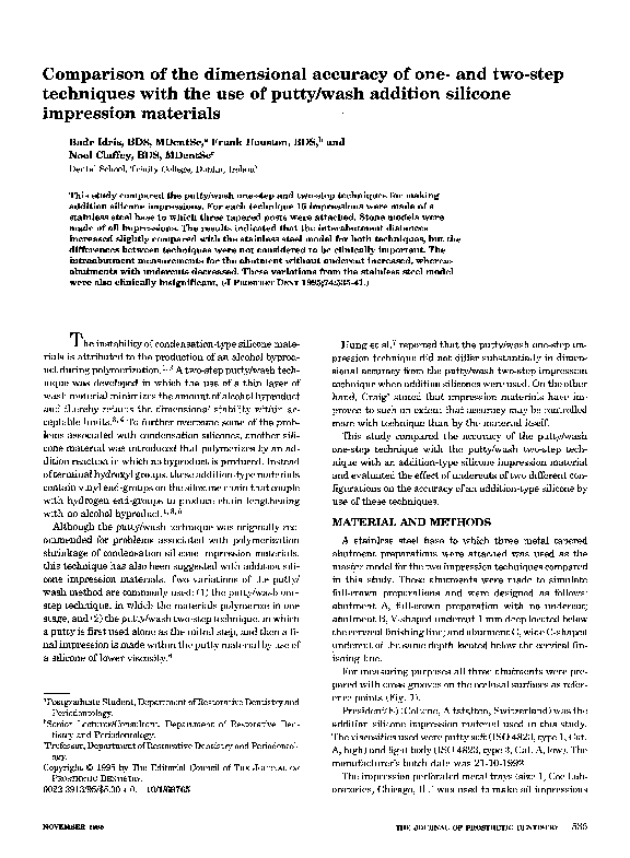 (PDF) Comparison of the dimensional accuracy of one- and two-step ...