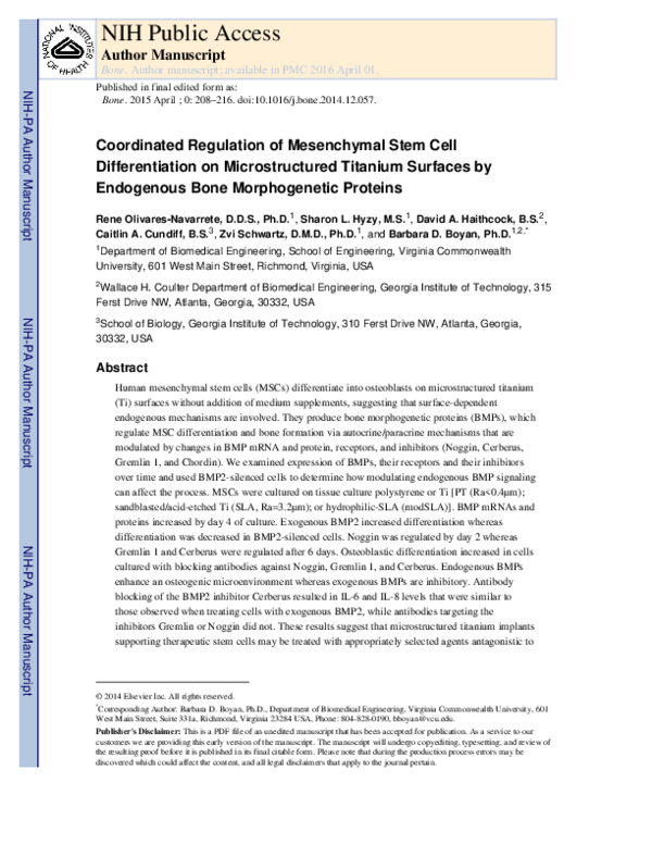 (PDF) Coordinated regulation of mesenchymal stem cell differentiation ...
