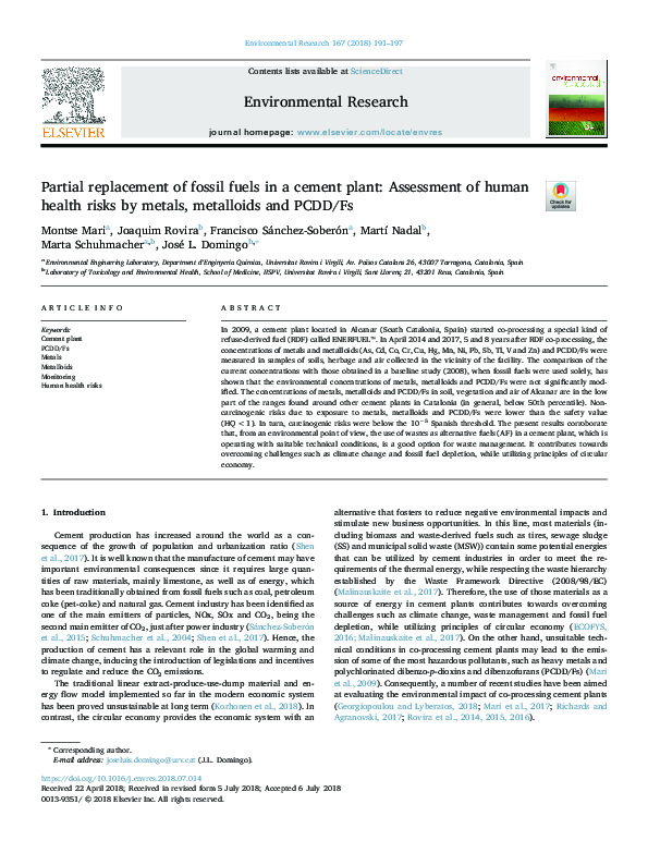 (PDF) Partial replacement of fossil fuels in a cement plant: Assessment ...
