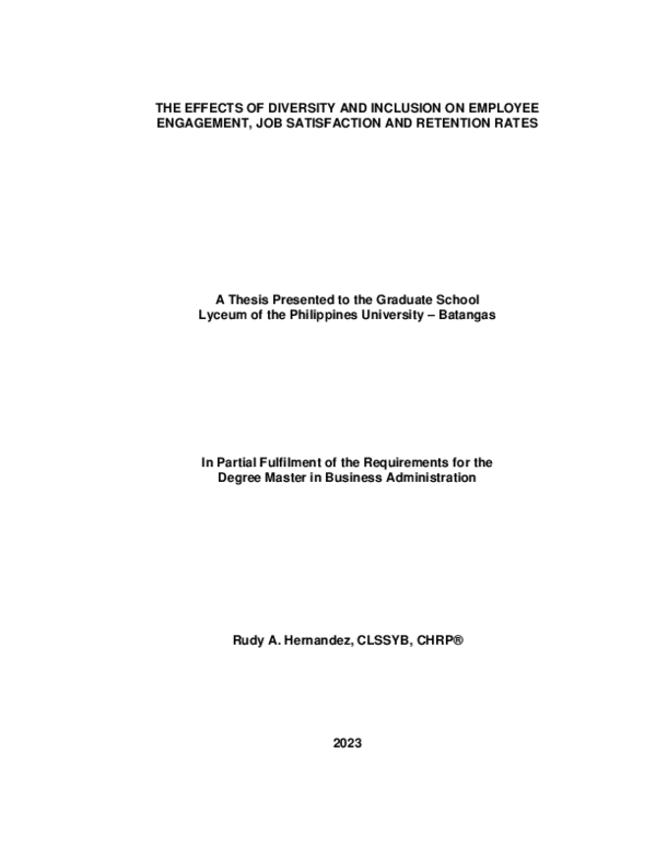 (PDF) THE EFFECTS OF DIVERSITY AND INCLUSION ON EMPLOYEE ENGAGEMENT JOB ...