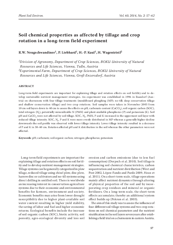 (PDF) Soil chemical properties as affected by tillage and crop rotation ...