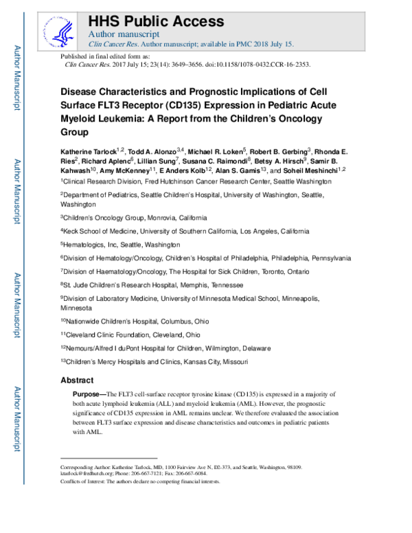 (PDF) Disease Characteristics and Prognostic Implications Of Cell ...