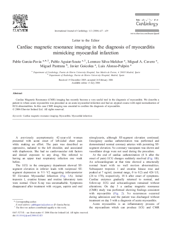 (PDF) Cardiac magnetic resonance imaging in the diagnosis of ...