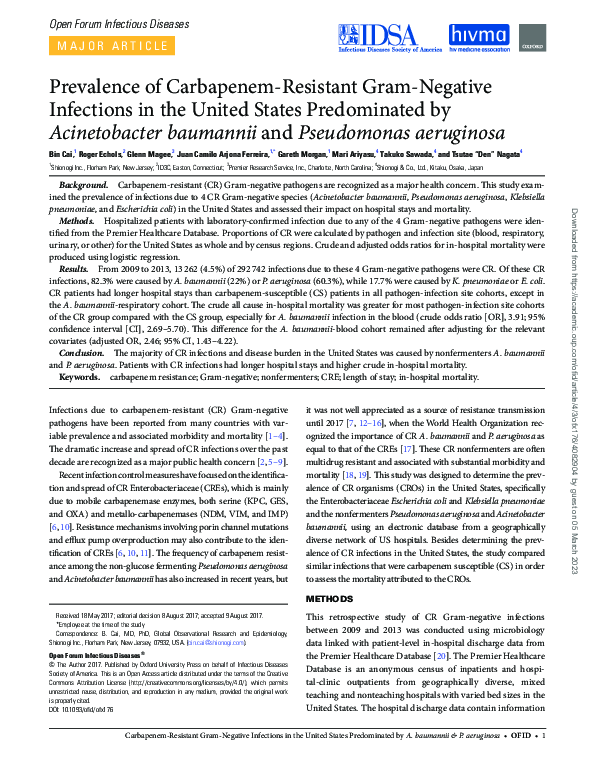 (PDF) Prevalence of Carbapenem-Resistant Gram-Negative Infections in ...