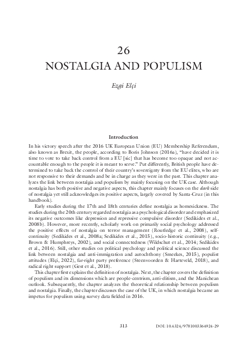 (PDF) Nostalgia and Populism