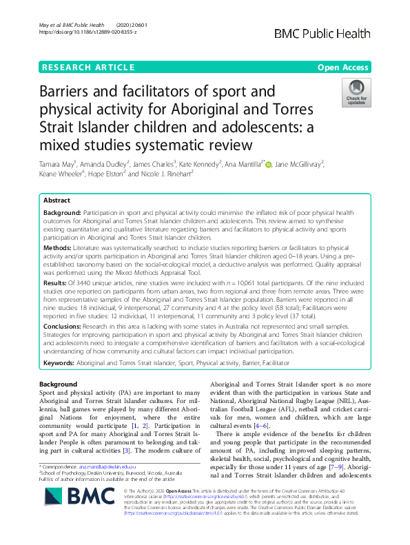 (PDF) Barriers and facilitators of sport and physical activity for ...