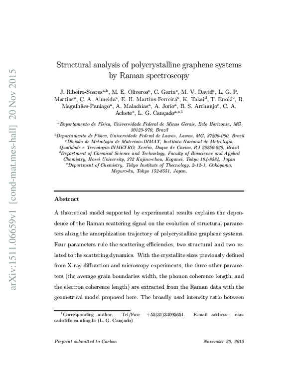 (PDF) Structural analysis of polycrystalline graphene systems by Raman ...