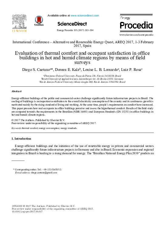 (PDF) Evaluation of thermal comfort and occupant satisfaction in office ...
