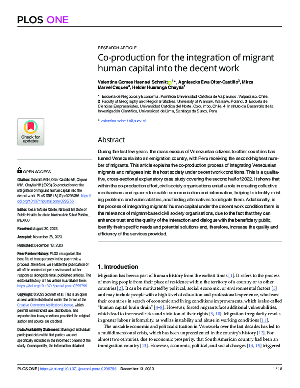 (PDF) Co-production for the integration of migrant human capital into ...