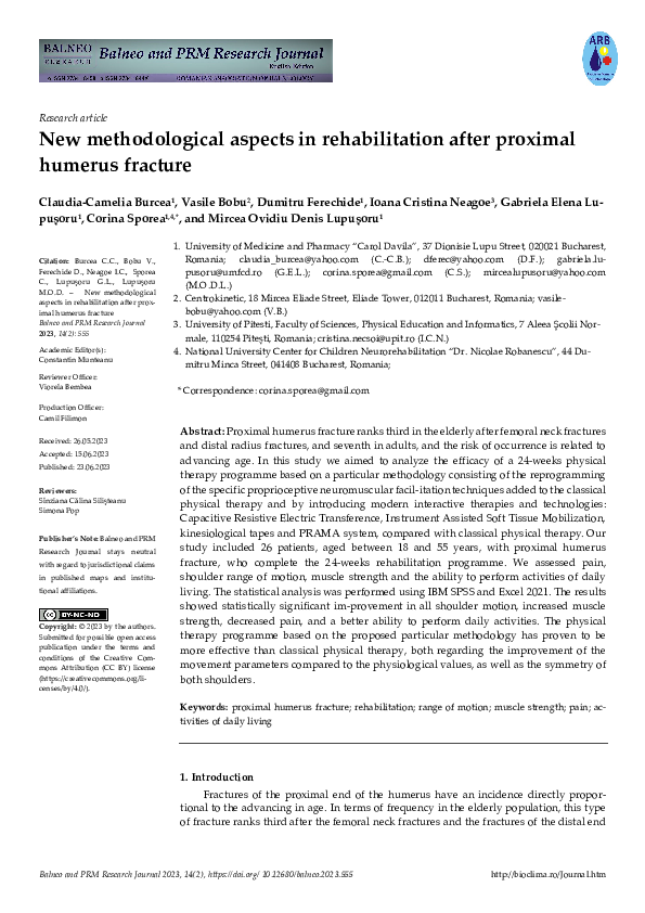 (PDF) New methodological aspects in rehabilitation after proximal ...