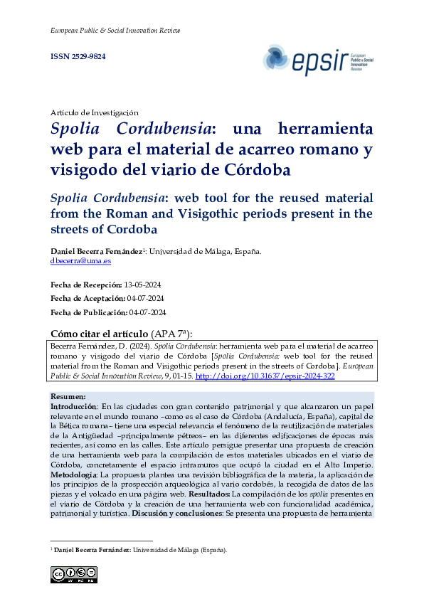 (PDF) Spolia Cordubensia: una herramienta web para el material de ...