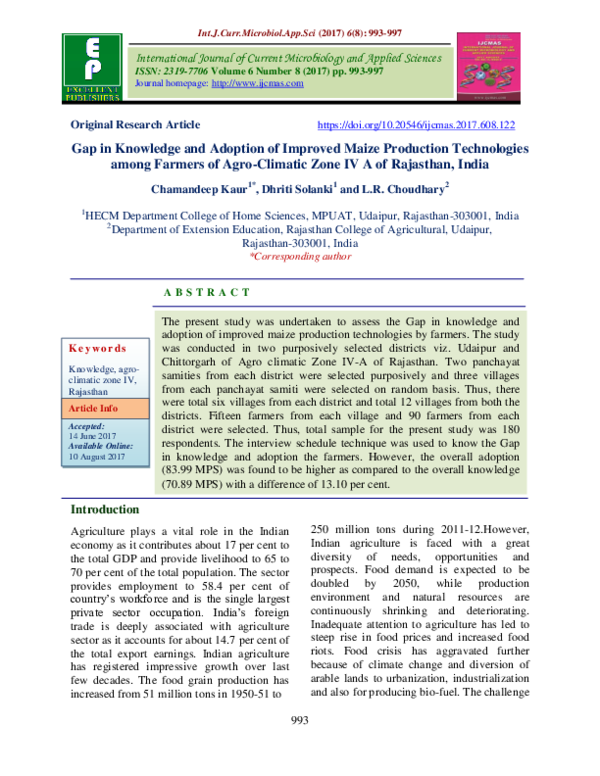 (PDF) Gap in Knowledge and Adoption of Improved Maize Production ...