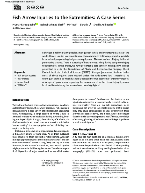 (PDF) Fish Arrow Injuries to the Extremities: A Case Series