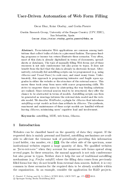 (PDF) User-Driven Automation of Web Form Filling