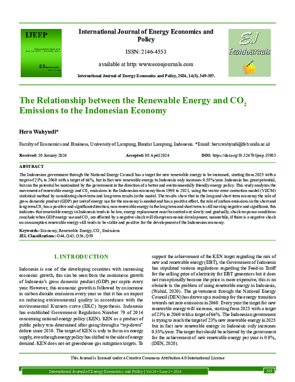 (PDF) The Relationship between the Renewable Energy and CO2 Emissions ...