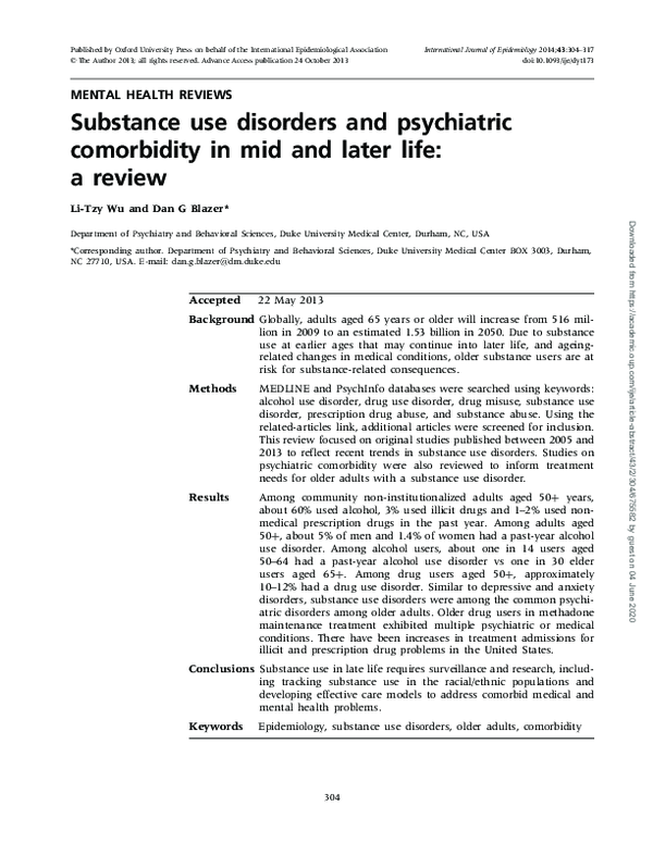 (PDF) Substance use disorders and psychiatric comorbidity in mid and ...