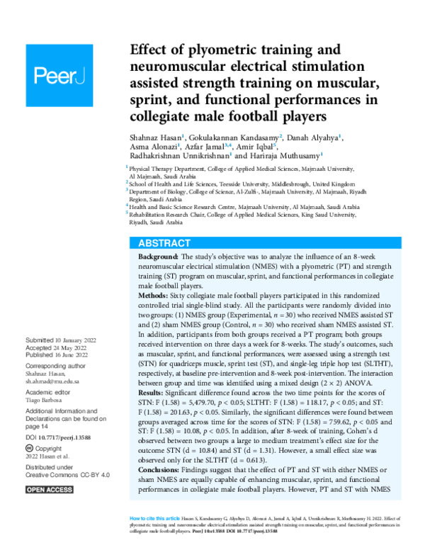 (PDF) Effect of plyometric training and neuromuscular electrical ...