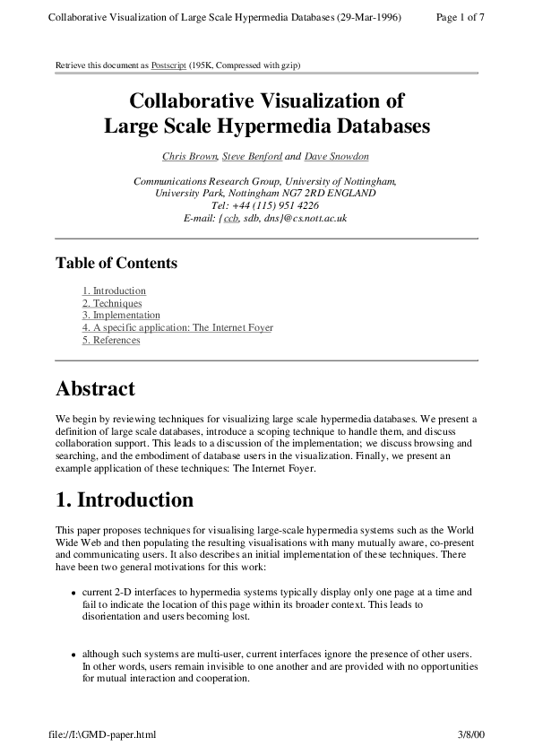 (PDF) Collaborative visualization of large scale hypermedia databases