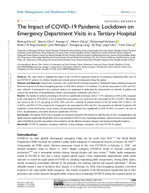 (PDF) The Impact of COVID-19 Pandemic Lockdown on Emergency Department ...