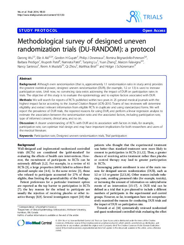 (PDF) Methodological survey of designed uneven randomization trials (DU ...
