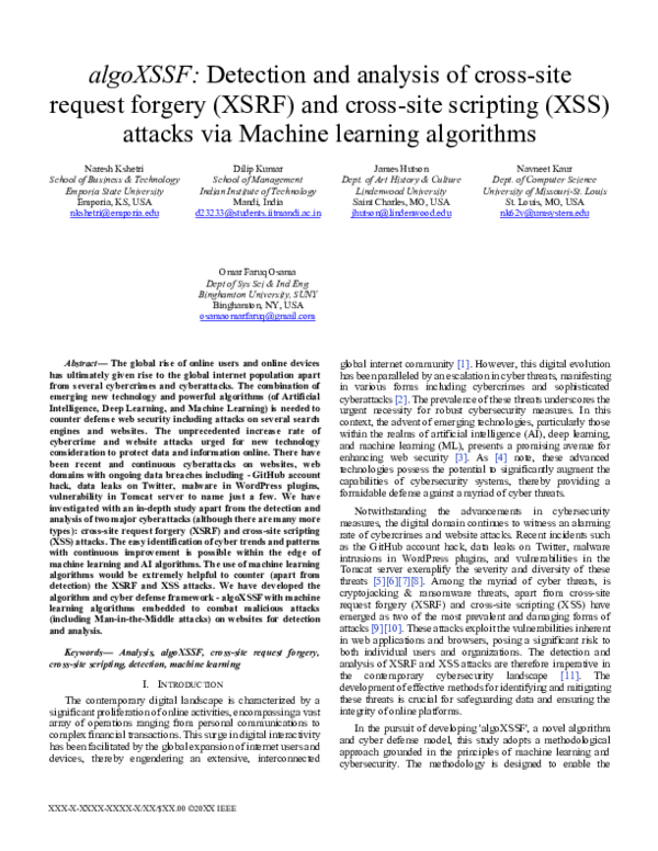 (PDF) algoXSSF: Detection and analysis of cross-site request forgery ...