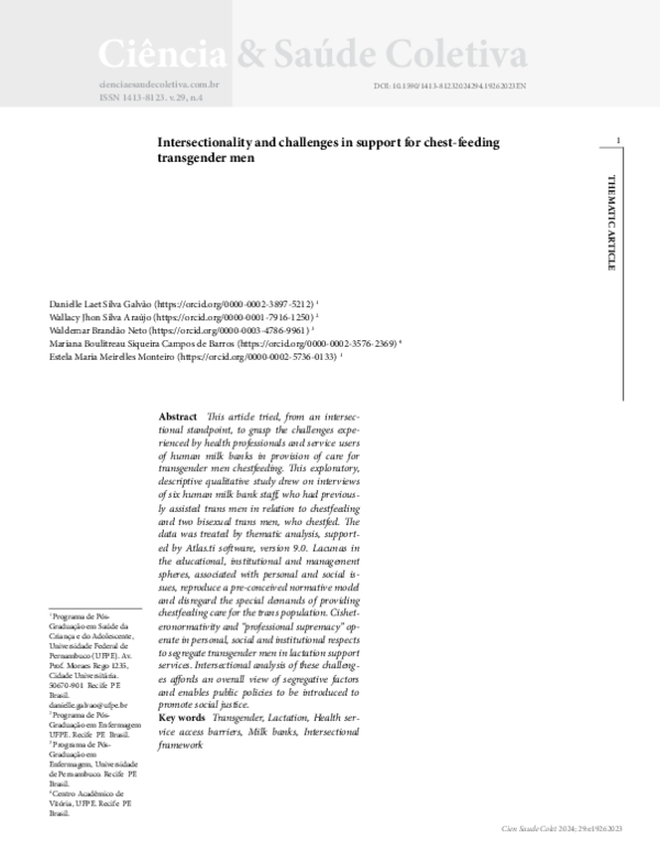 (PDF) Intersectionality and challenges in support for chest-feeding ...