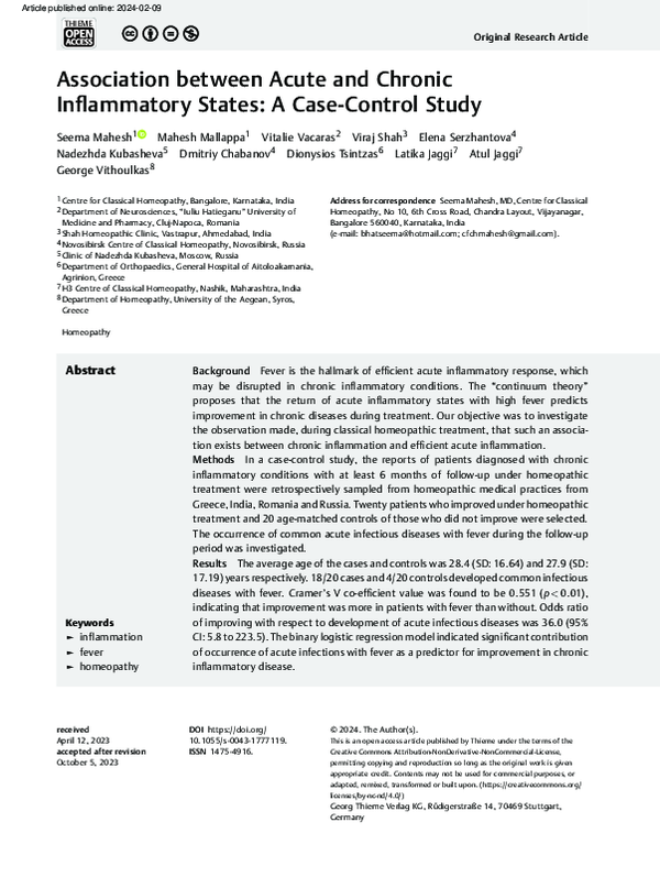 (PDF) Association between Acute and Chronic Inflammatory States: A Case ...