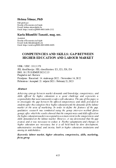(PDF) Competencies and Skills: Gap Between Higher Education and Labour ...