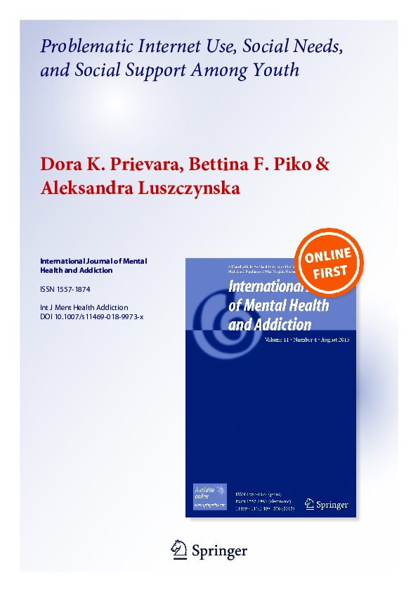(PDF) Problematic Internet Use, Social Needs, and Social Support Among ...