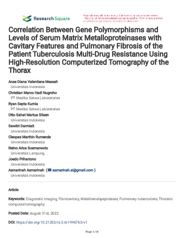 (PDF) Correlation Between Gene Polymorphisms and Levels of Serum Matrix ...