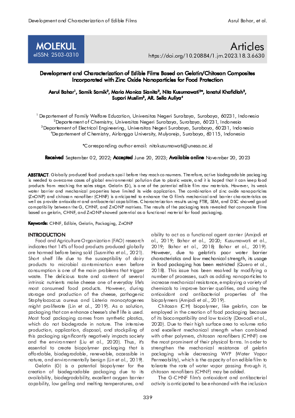 (PDF) Development and Characterization of Edible Films Based on Gelatin ...