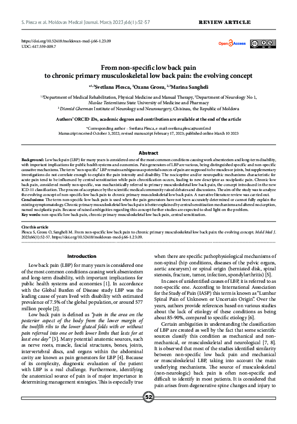 (PDF) From non-specific low back pain to chronic primary ...