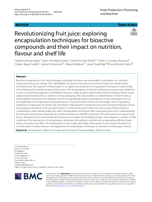 (PDF) Revolutionizing fruit juice: exploring encapsulation techniques ...