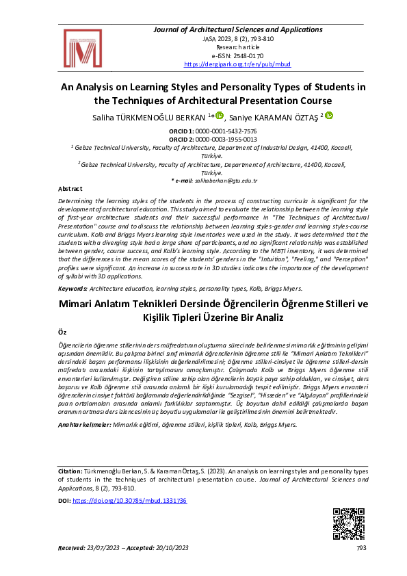 (PDF) An Analysis on Learning Styles and Personality Types of Students ...