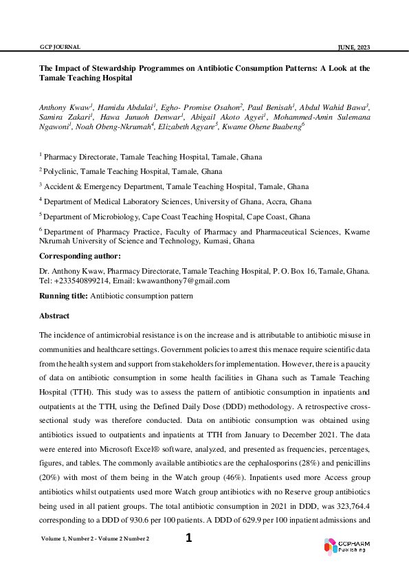 (PDF) The Impact of Stewardship Programmes on Antibiotic Consumption ...