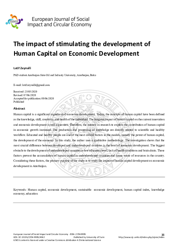 (PDF) The impact of stimulating the development of Human Capital on ...