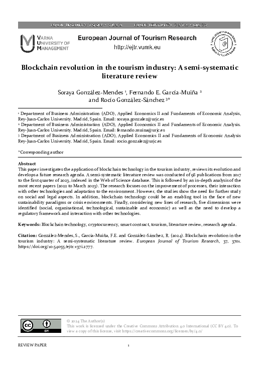 (PDF) Blockchain revolution in the tourism industry: A semi-systematic ...