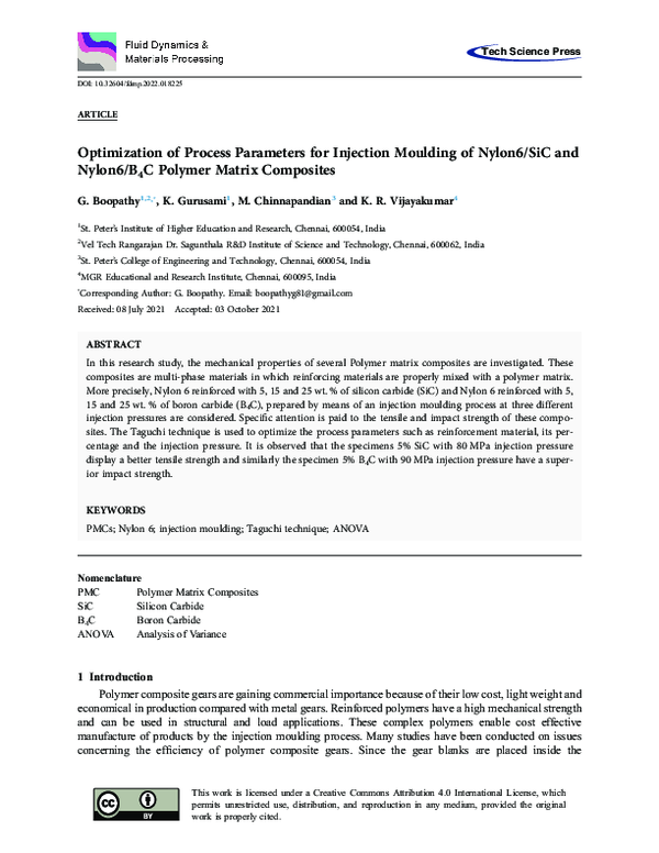 (PDF) Optimization of Process Parameters for Injection Moulding of ...