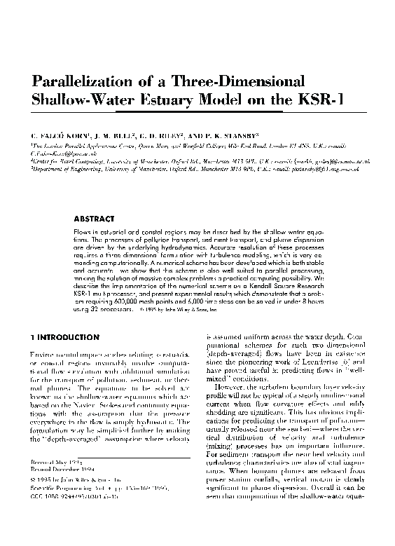(PDF) Parallelization of a Three-Dimensional Shallow-Water Estuary ...
